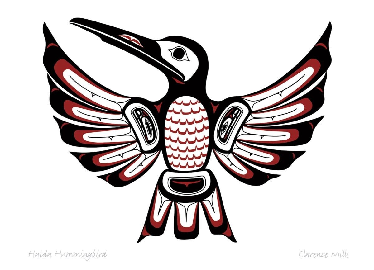 Art Card Clarence Mills Haida Hummingbird - Art Card Clarence Mills Haida Hummingbird -  - House of Himwitsa Native Art Gallery and Gifts