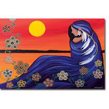 Art Card Betty Albert Evening Sun Woman - Art Card Betty Albert Evening Sun Woman -  - House of Himwitsa Native Art Gallery and Gifts