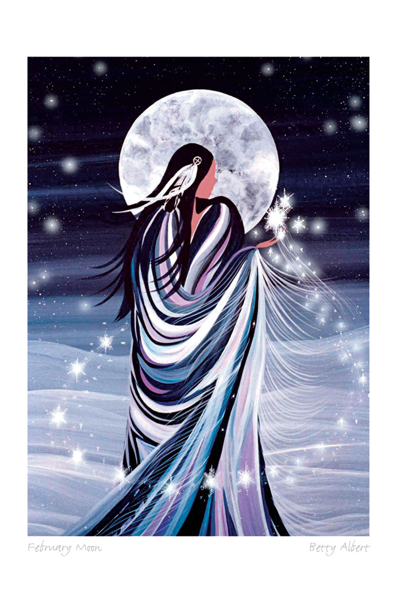 Art Card Betty Albert February Moon - Art Card Betty Albert February Moon -  - House of Himwitsa Native Art Gallery and Gifts