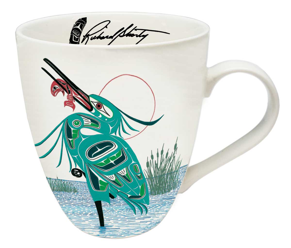 Mug Richard Shorty Green Heron - Mug Richard Shorty Green Heron -  - House of Himwitsa Native Art Gallery and Gifts