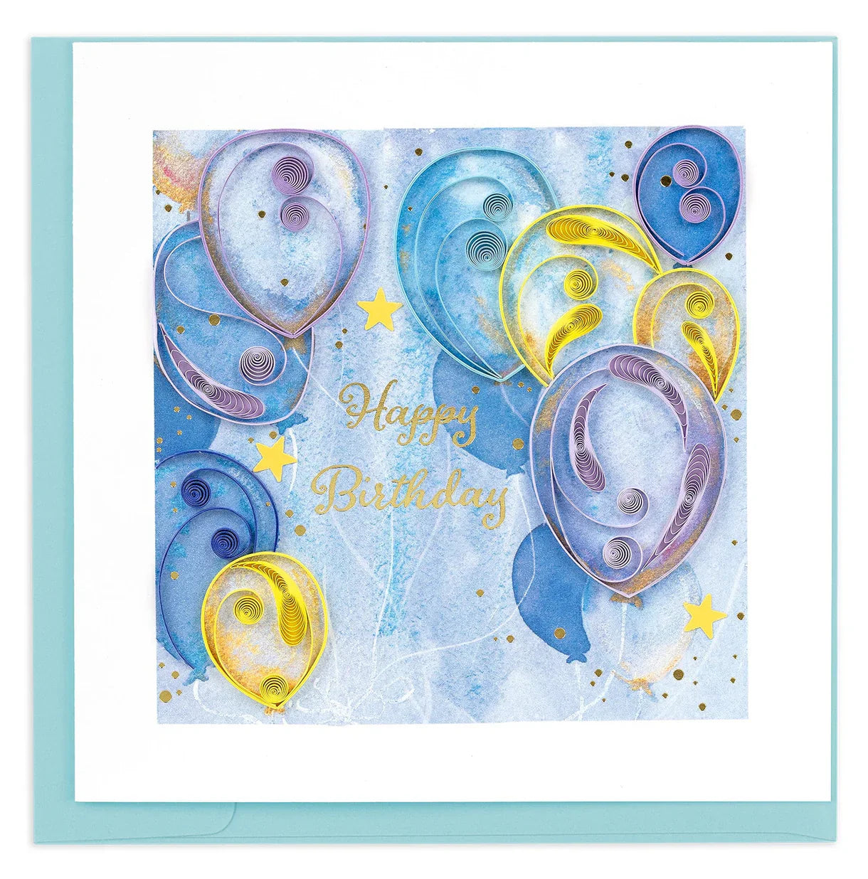 Quilling Art Card Birthday Balloons & Stars