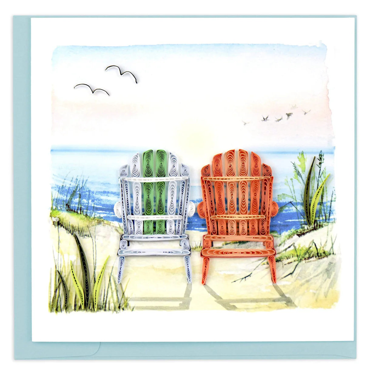 Quilling Art Card Beach Adirondack Chairs
