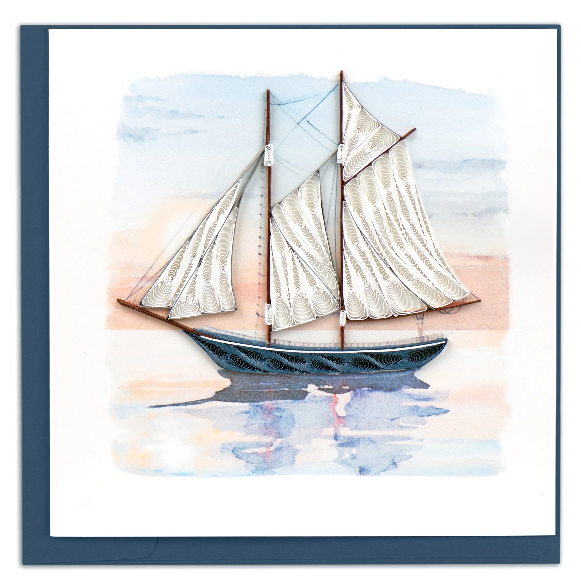 Quilling Art Card Schooner at Sunset