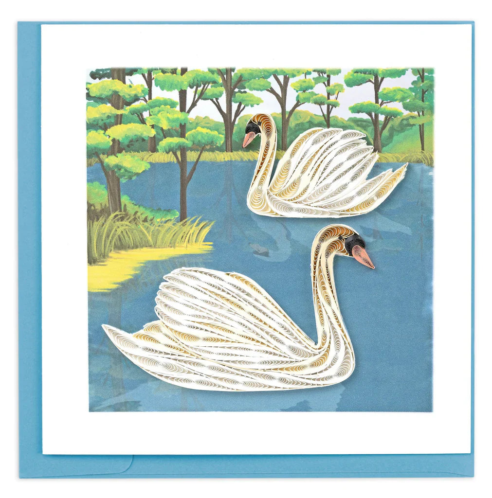 Quilling Art Card Two Swans
