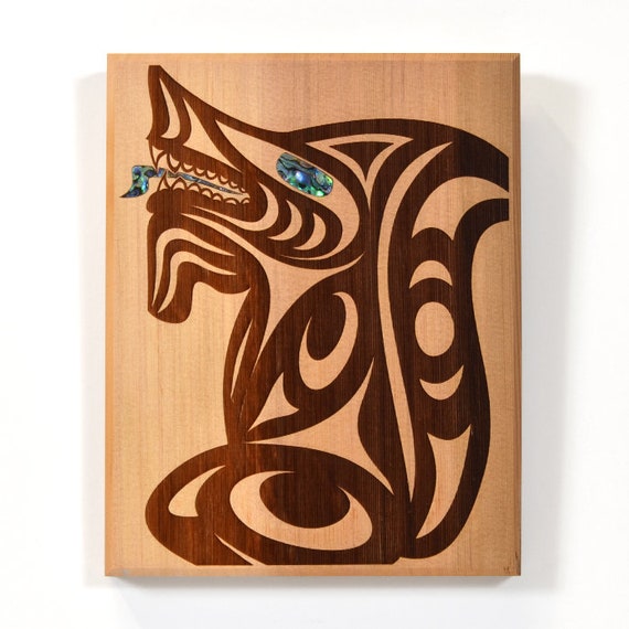 Shain Jackson Cedar Wolf Plaque - Large - CWP308L - House of Himwitsa Native Art Gallery and Gifts