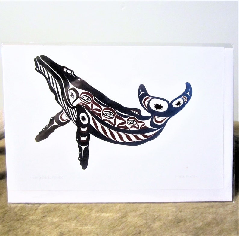 Matted Art Card Mark Preston Humpback Whale - Matted Art Card Mark Preston Humpback Whale -  - House of Himwitsa Native Art Gallery and Gifts