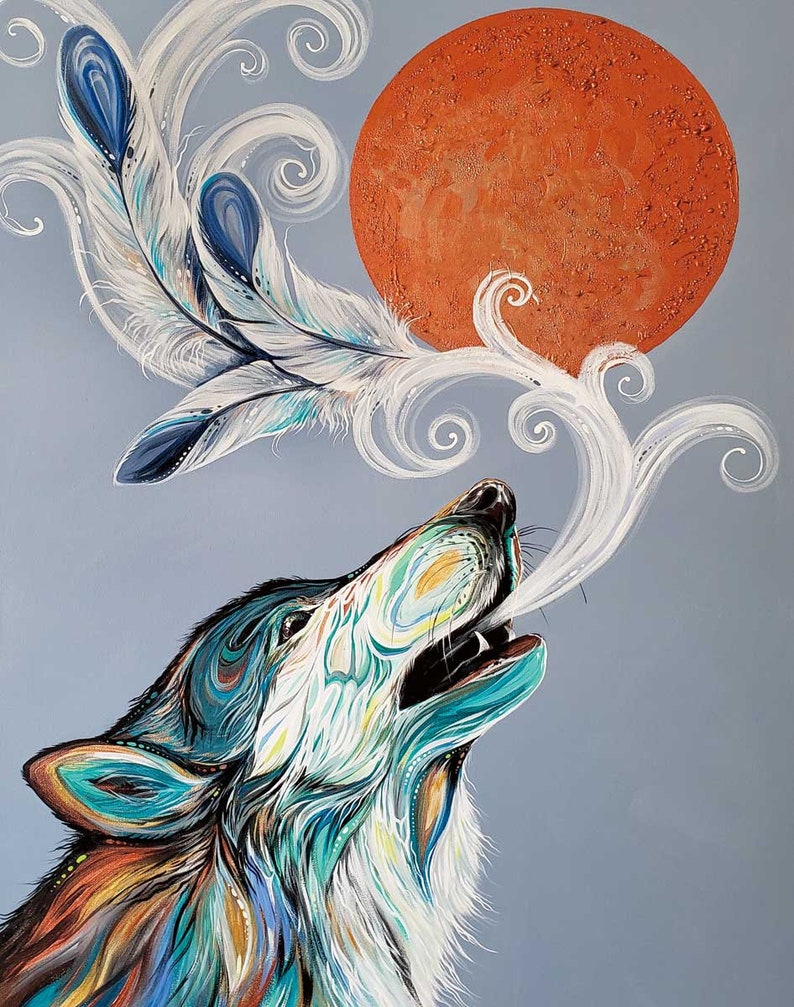 CANVAS CARLA JOSPEH CREE WOLF CALL - Canadian Art Prints Inc. - Canvas - House of Himwitsa Art Gallery