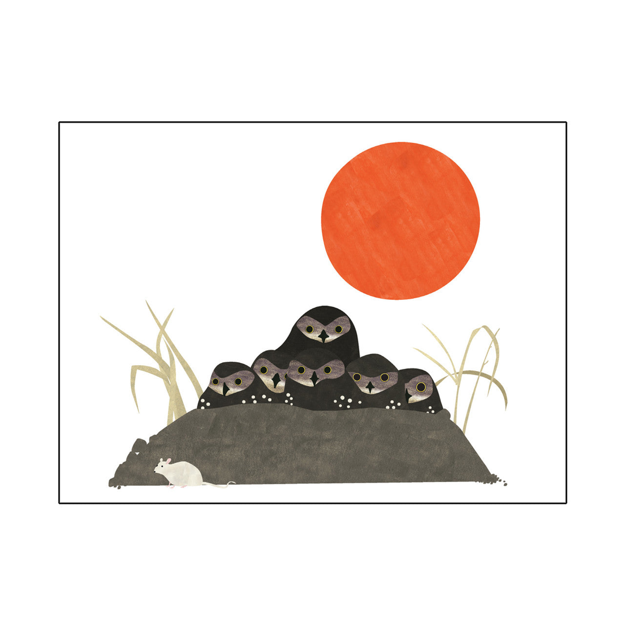 Folding Card Julie Flett Burrowing Owls Spotting - Folding Card Julie Flett Burrowing Owls Spotting -  - House of Himwitsa Native Art Gallery and Gifts