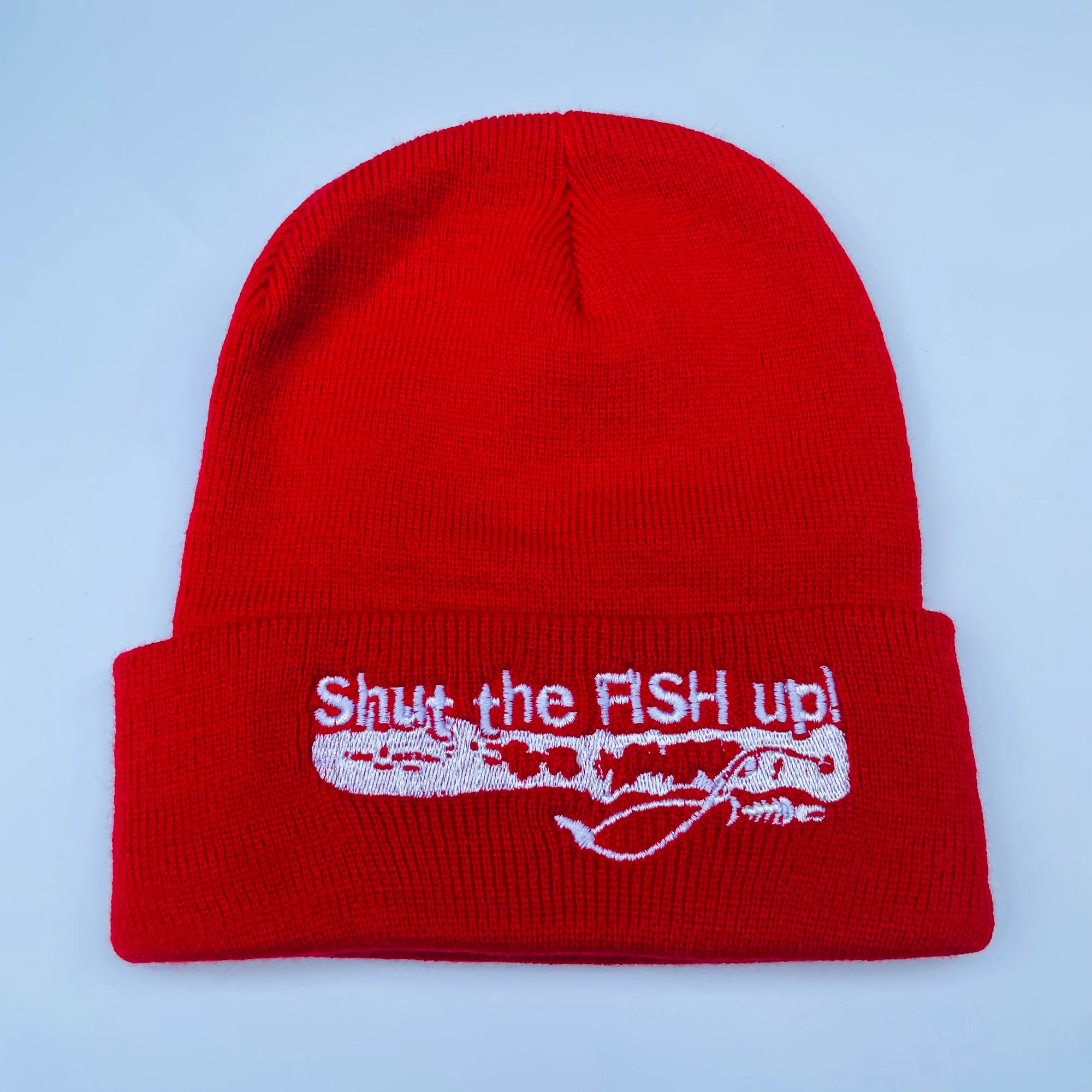 Shut The Fish Up Toque - RED - STFU R - House of Himwitsa Native Art Gallery and Gifts