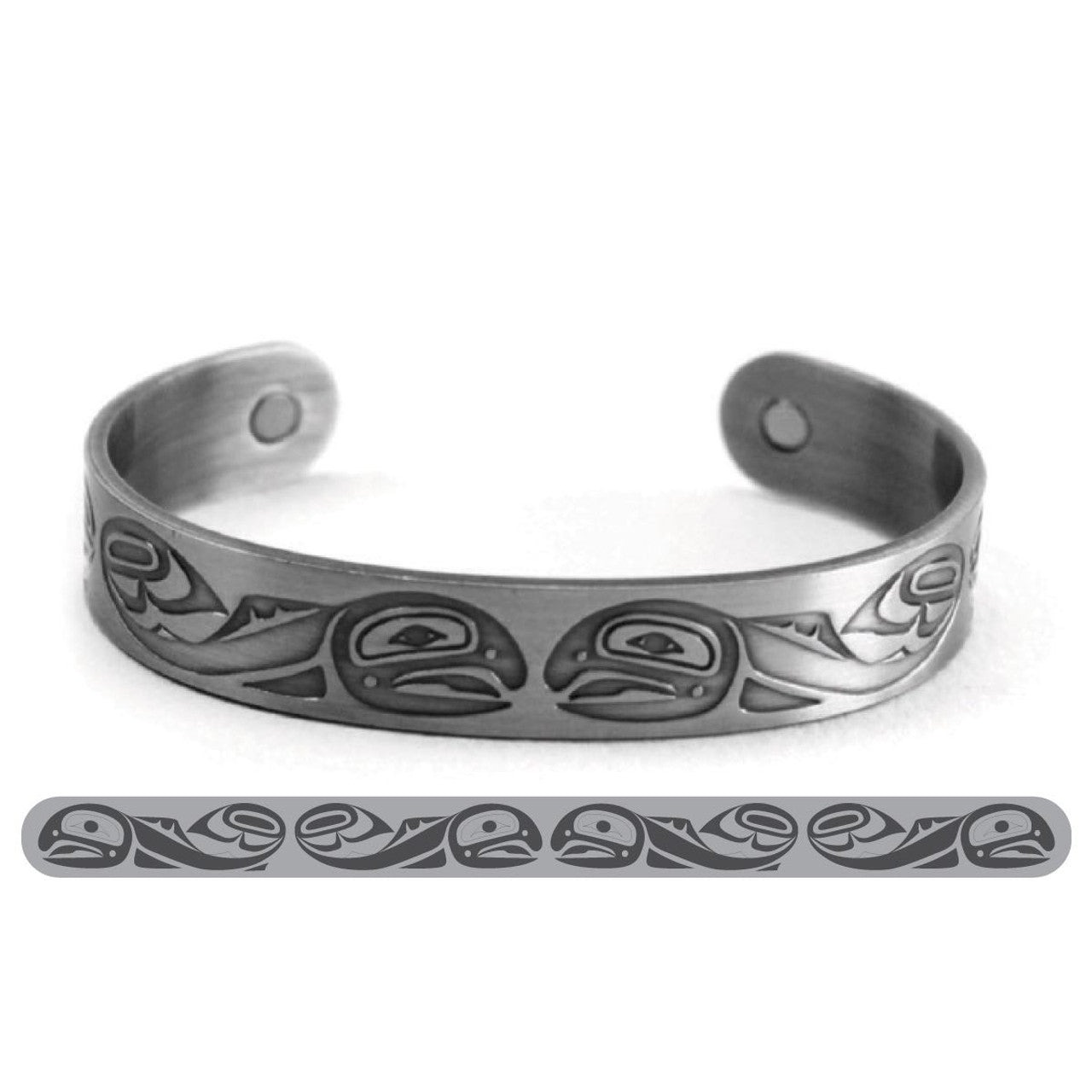 BRUSHED SILVER BRACELETS - Salmon - Abr11 - House of Himwitsa Native Art Gallery and Gifts