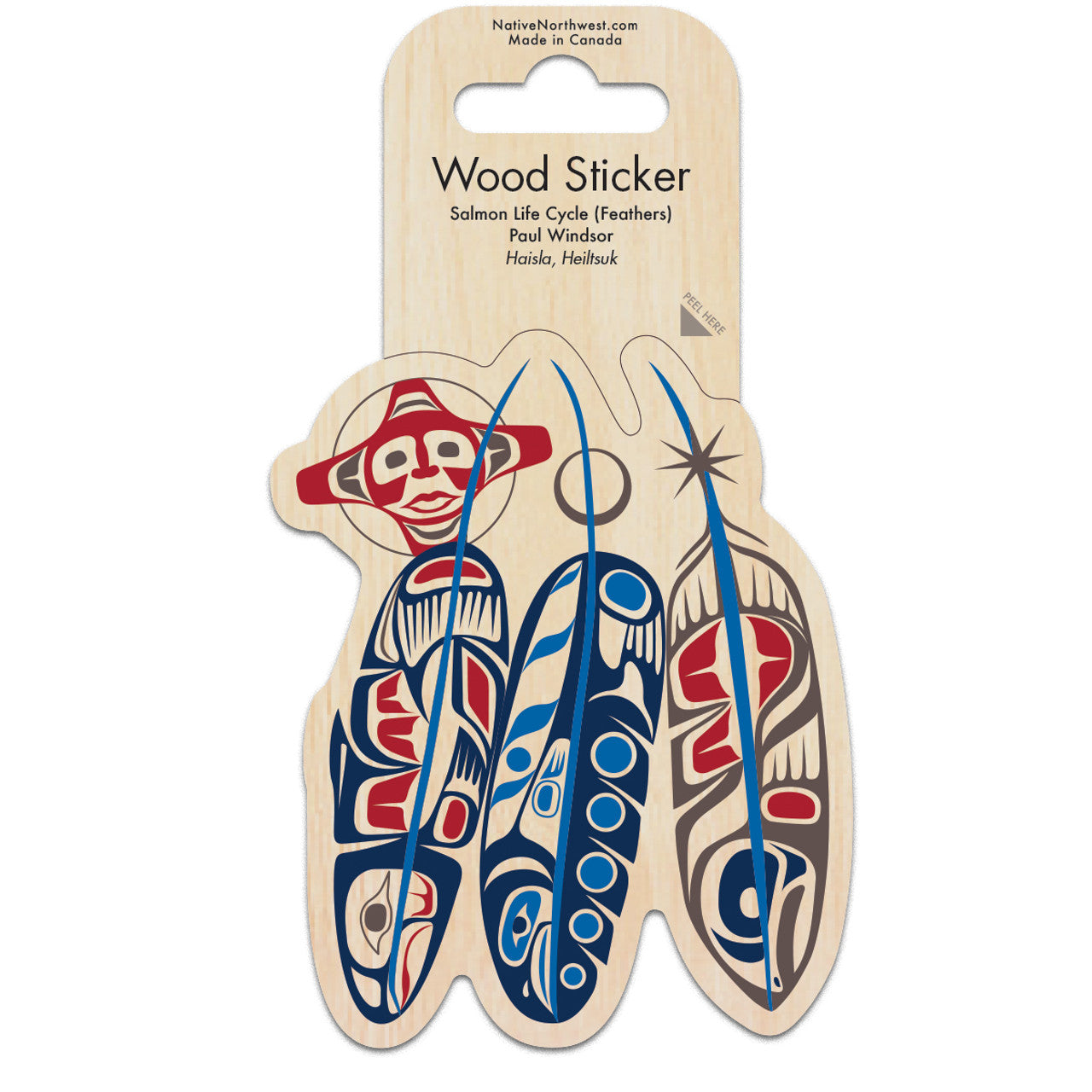 Wood Sticker Paul Windsor Salmon Life cycle - Garfinkle - Sticker - House of Himwitsa Art Gallery