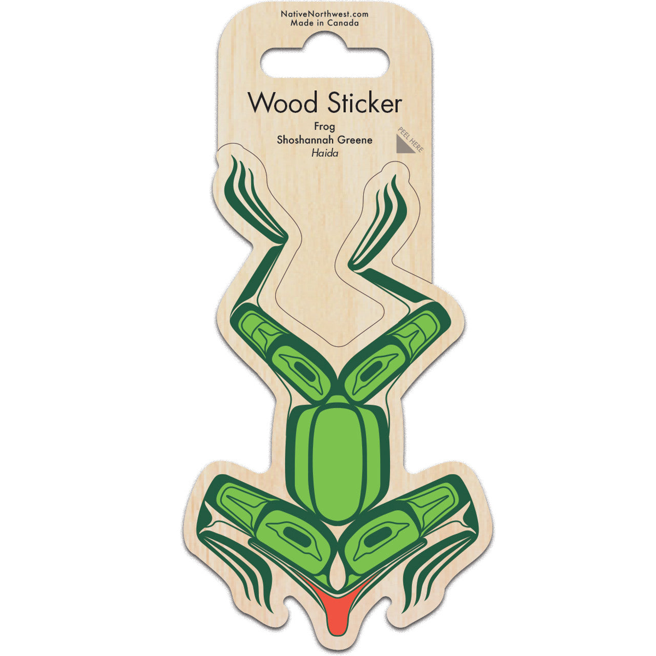 Wood Sticker Shoshannah Green Frog - Garfinkle - Sticker - House of Himwitsa Art Gallery