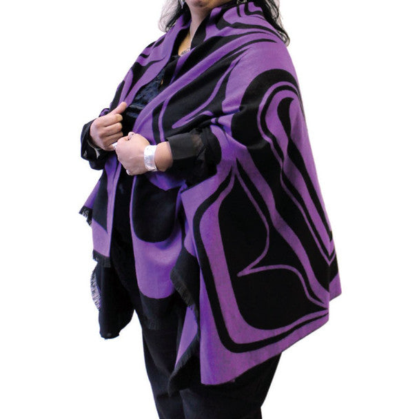REVERSIBLE FASHION CAPES - Roger Smith Eagle Purple - CAPE14 - House of Himwitsa Native Art Gallery and Gifts