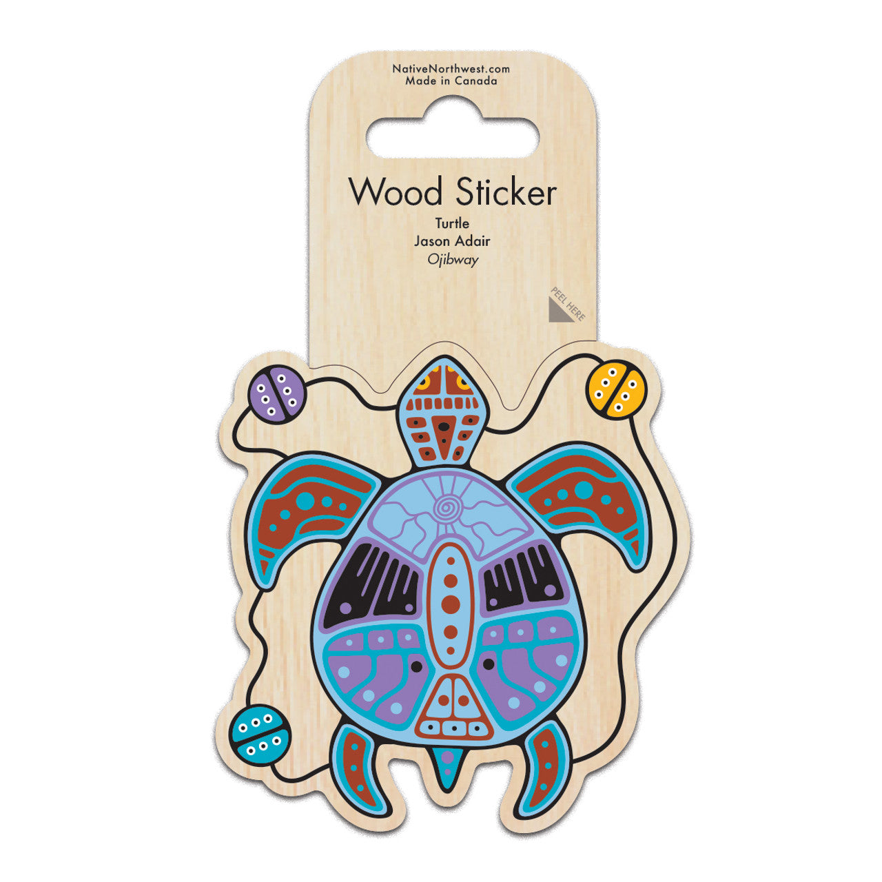 Wood Sticker Jason Adair Turtle - Garfinkle - Sticker - House of Himwitsa Art Gallery