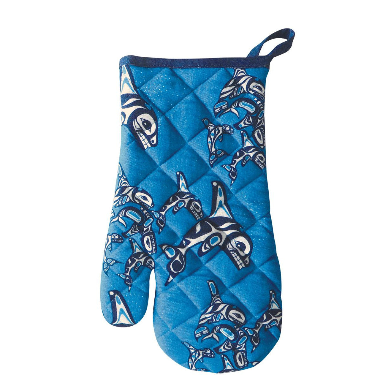 COTTON OVEN MITTS - Orca Family - KO103 - House of Himwitsa Native Art Gallery and Gifts