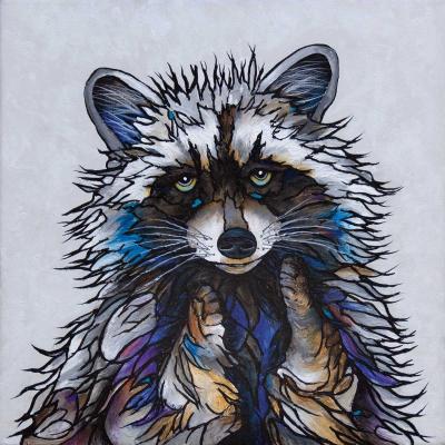 Art Card Micqaela Jones Raccoon - Art Card Micqaela Jones Raccoon -  - House of Himwitsa Native Art Gallery and Gifts