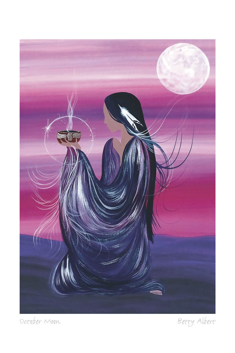 Art Card Betty Albert October Moon - Art Card Betty Albert October Moon -  - House of Himwitsa Native Art Gallery and Gifts