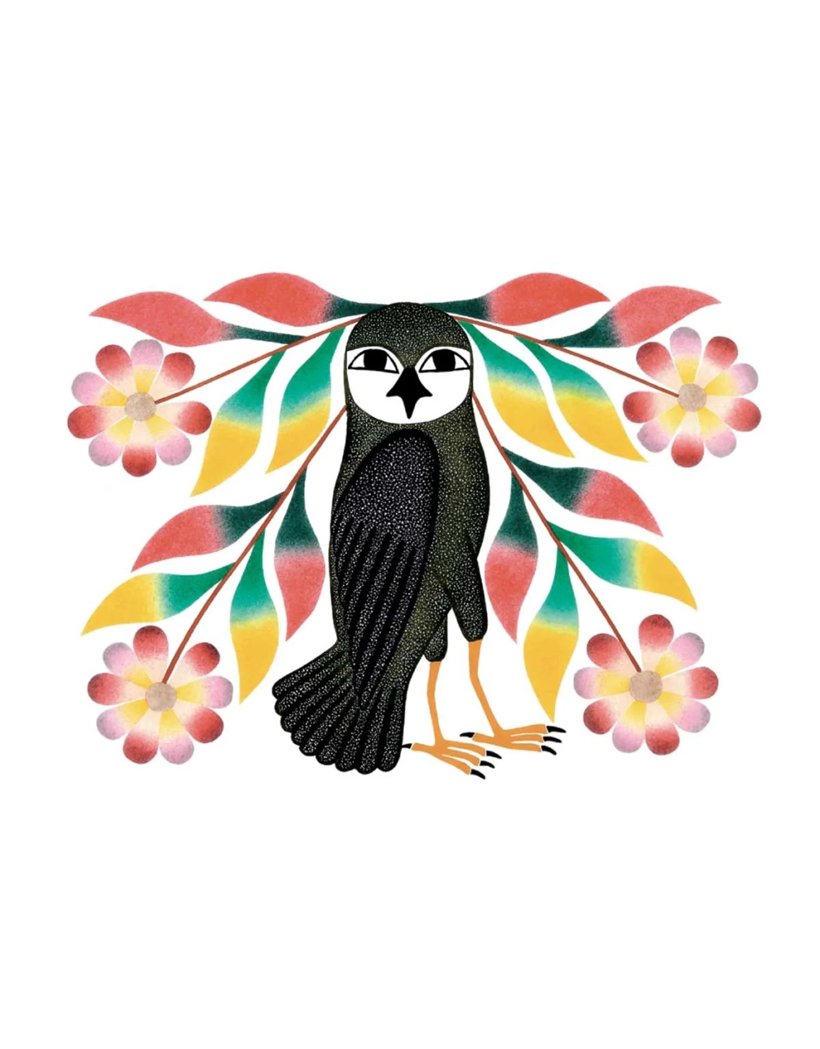 Art Card Kenojuak Ashevak Owl's Bouquet - Art Card Kenojuak Ashevak Owl's Bouquet -  - House of Himwitsa Native Art Gallery and Gifts