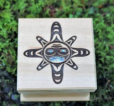 Shain Jackson Mini Cedar Bentwood Boxes - Sun Mask / Mini - 303-XSB - House of Himwitsa Native Art Gallery and Gifts