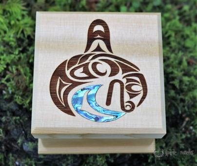 Shain Jackson Mini Cedar Bentwood Boxes - Orca / Small - 306-SSB - House of Himwitsa Native Art Gallery and Gifts