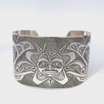 Kelvin Thompson 1 and 1/2” Silver Bracelet Raven & Sun