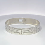 Gilbert Pat 1/2” Silver Bangle Eagle & Raven