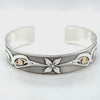 Grant Pauls Silver Bracelet with 14K Gold Eyes Hummingbird