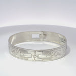 Gilbert Pat 1/2” Silver Bangle Hummingbird Flower Hummingbird