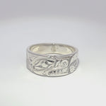 Ron Jackson wolf 3/8" Silver Tapered Band Rings Size 11