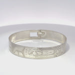 Gilbert Pat 1/2” Silver Bangle Raven & Sun
