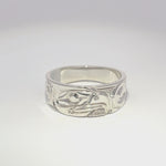 Ron Jackson 3/8" Silver Tapered Band Rings Eagle Size 9