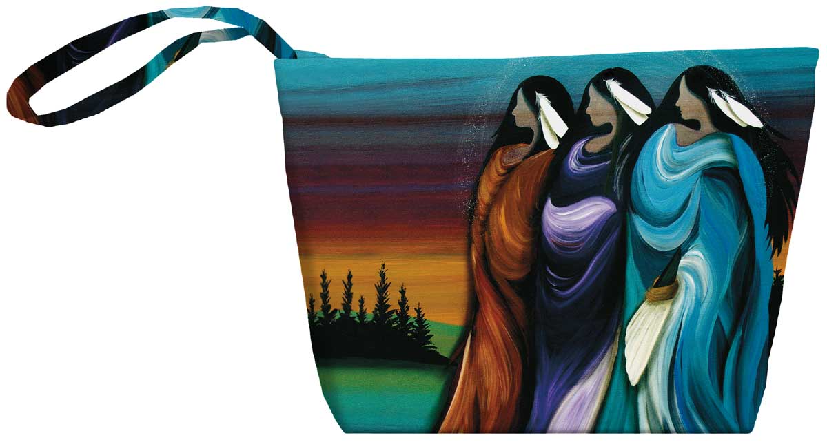 Small Canvas Tote Bag Three Sisters - Small Canvas Tote Bag Three Sisters -  - House of Himwitsa Native Art Gallery and Gifts