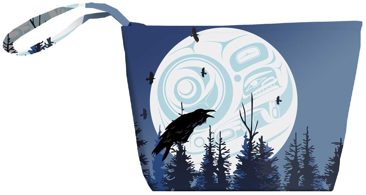 Small Canvas Tote Bag Raven Moon - Small Canvas Tote Bag Raven Moon -  - House of Himwitsa Native Art Gallery and Gifts