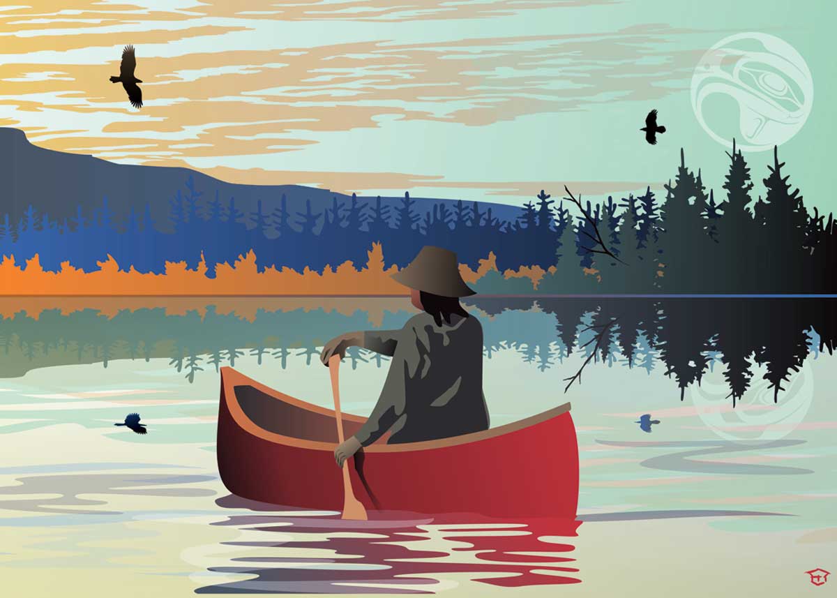 Magnet Mark Preston Lone Canoe - Magnet Mark Preston Lone Canoe -  - House of Himwitsa Native Art Gallery and Gifts