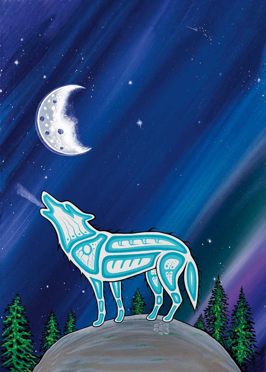 Magnet Jeffery Red George White Wolf - Magnet Jeffery Red George White Wolf -  - House of Himwitsa Native Art Gallery and Gifts