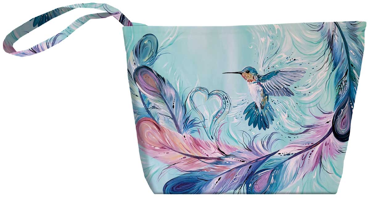 Small Canvas Tote Bag Hummingbird Feathers - Small Canvas Tote Bag Hummingbird Feathers -  - House of Himwitsa Native Art Gallery and Gifts