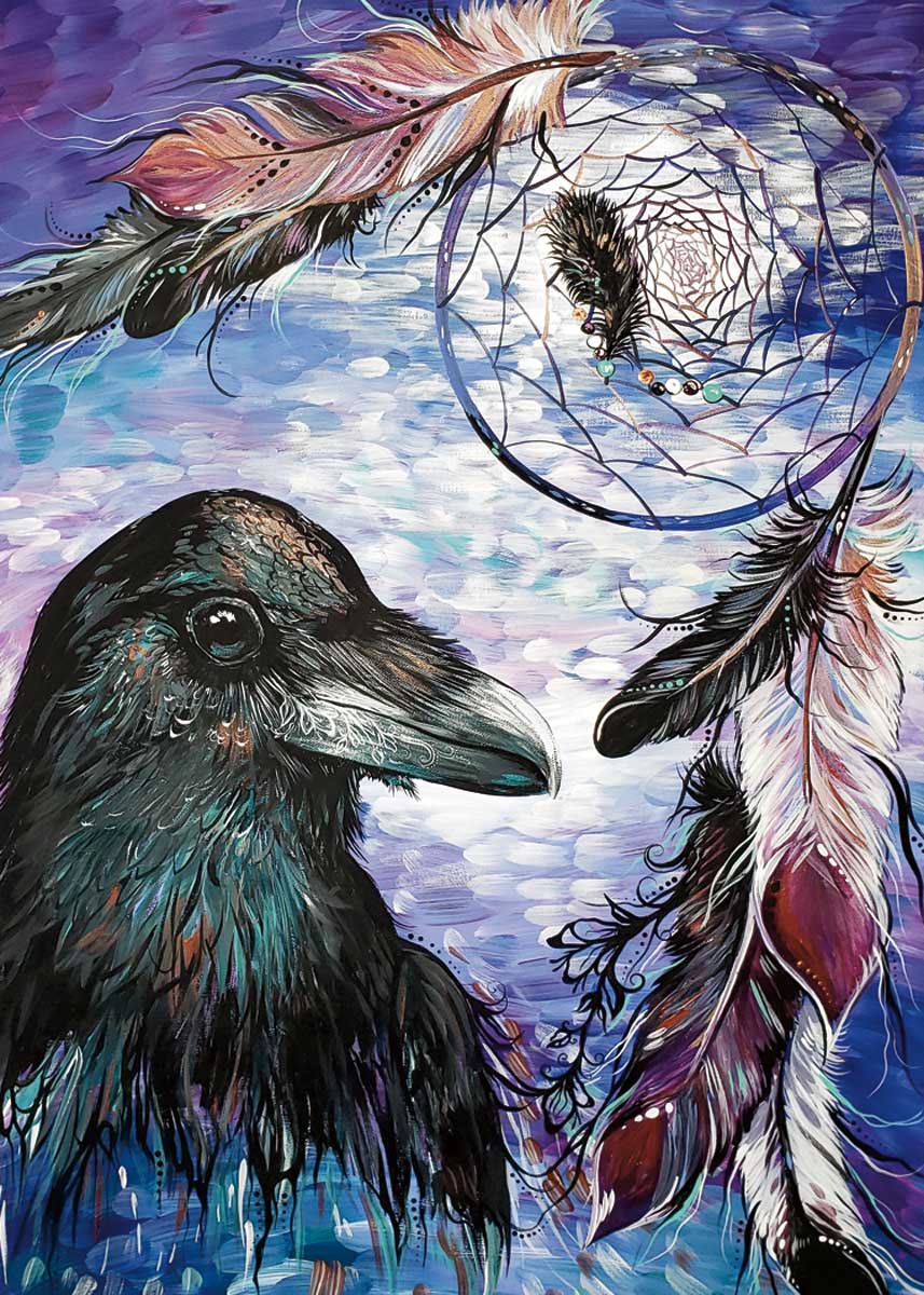 Magnet Carla Joseph Raven Dream Catcher - Magnet Carla Joseph Raven Dream Catcher -  - House of Himwitsa Native Art Gallery and Gifts