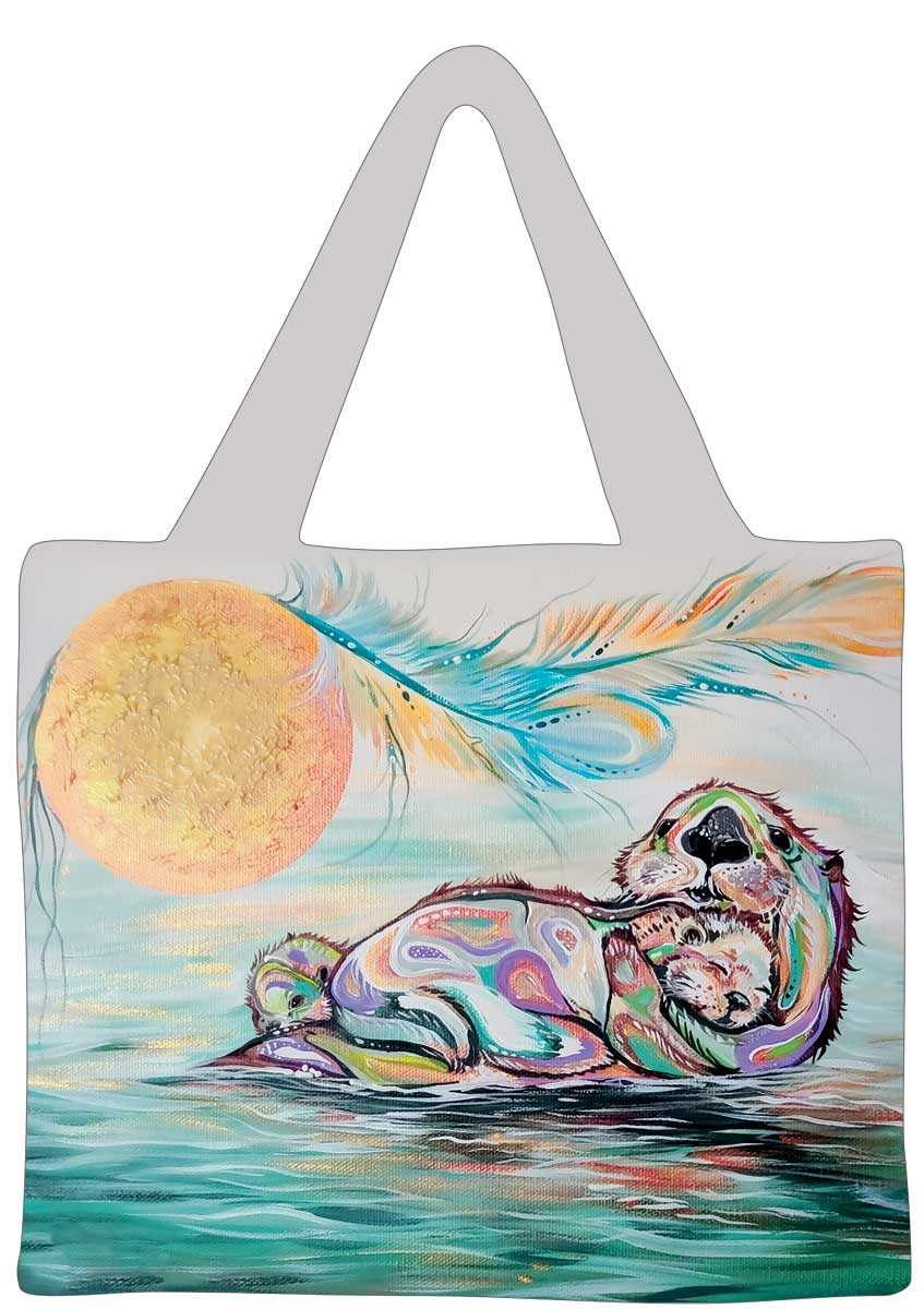Reusable Shopping Bag Otter Family - Reusable Shopping Bag Otter Family -  - House of Himwitsa Native Art Gallery and Gifts