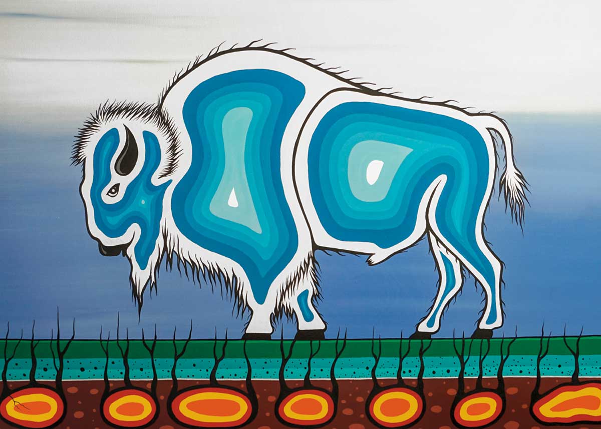 Magnet Jeffery Red George Buffalo Strength - Magnet Jeffery Red George Buffalo Strength -  - House of Himwitsa Native Art Gallery and Gifts