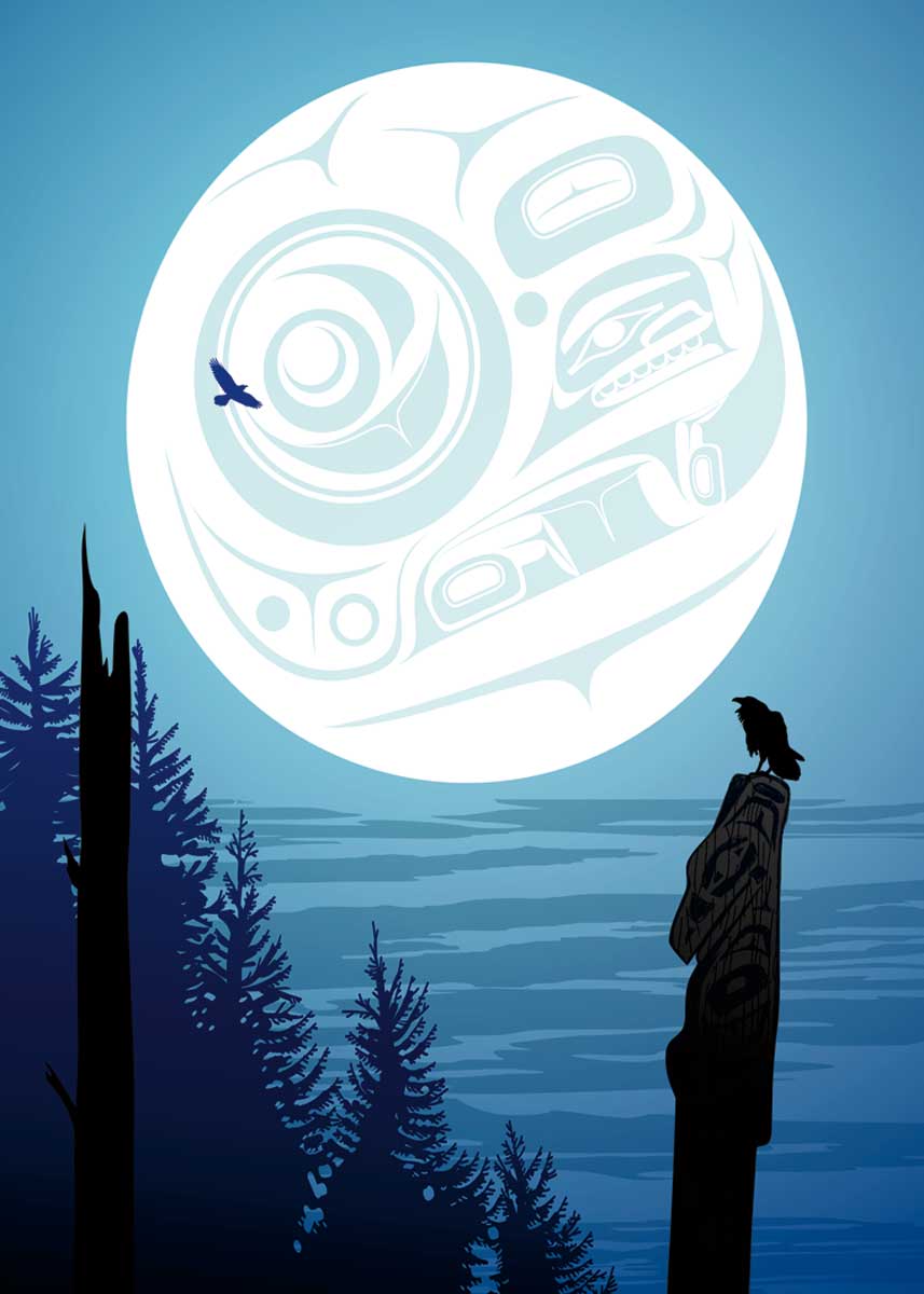 Magnet Mark Preston Full Moon Raven - Magnet Mark Preston Full Moon Raven -  - House of Himwitsa Native Art Gallery and Gifts