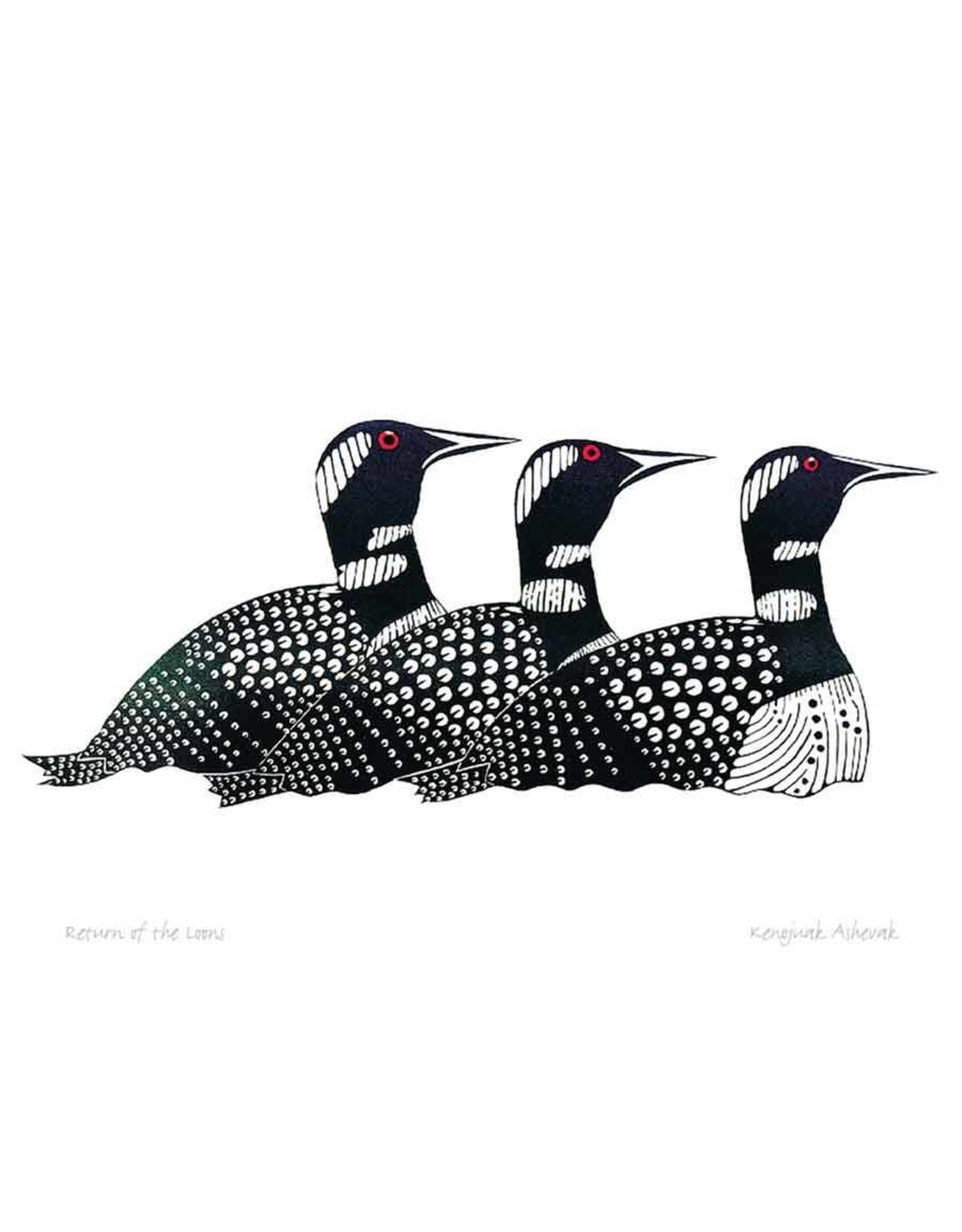 Art Card Kenojuak Ashevak Return The Loon - Art Card Kenojuak Ashevak Return The Loon -  - House of Himwitsa Native Art Gallery and Gifts