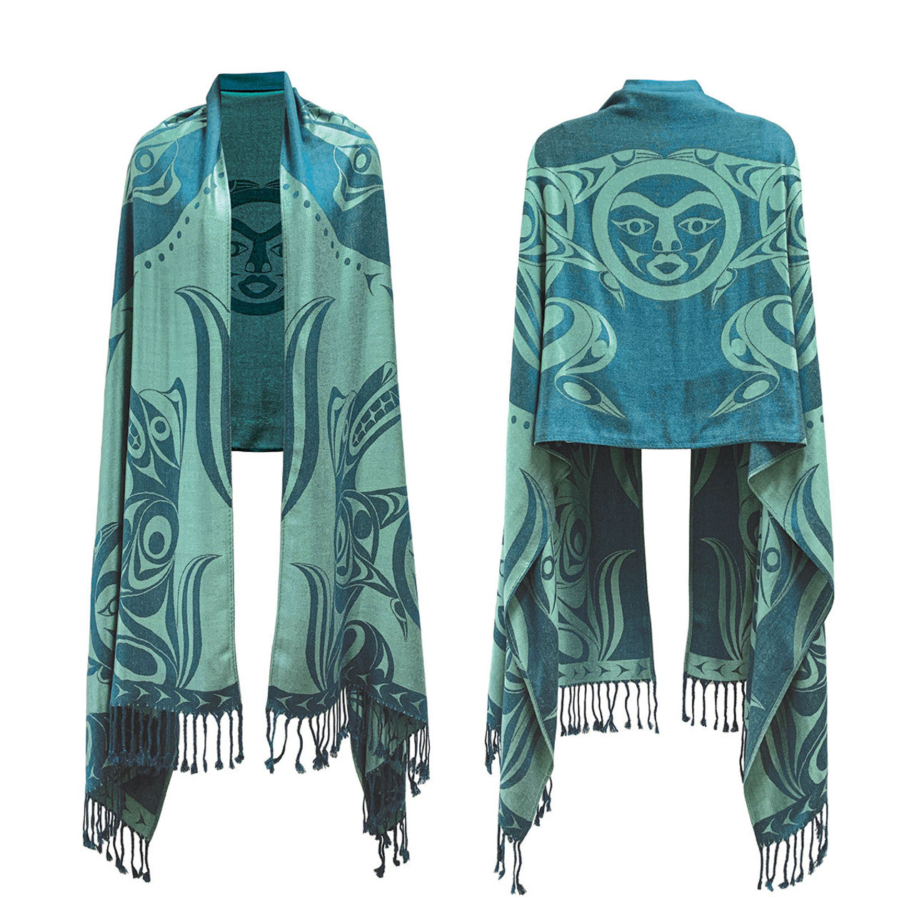 Shawl Simone Diamond Wolves and Full Moon -  - SHAWL - House of Himwitsa Art Gallery