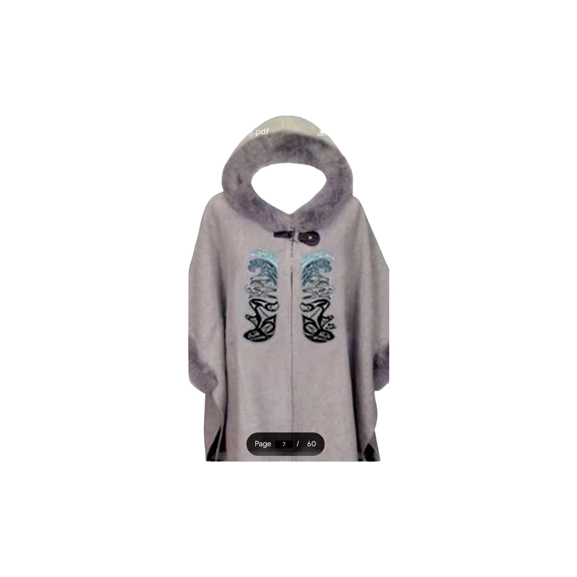 Hooded Cape Sunshine Pole Grey Doug LaFortune Design -  - Capes - House of Himwitsa Art Gallery