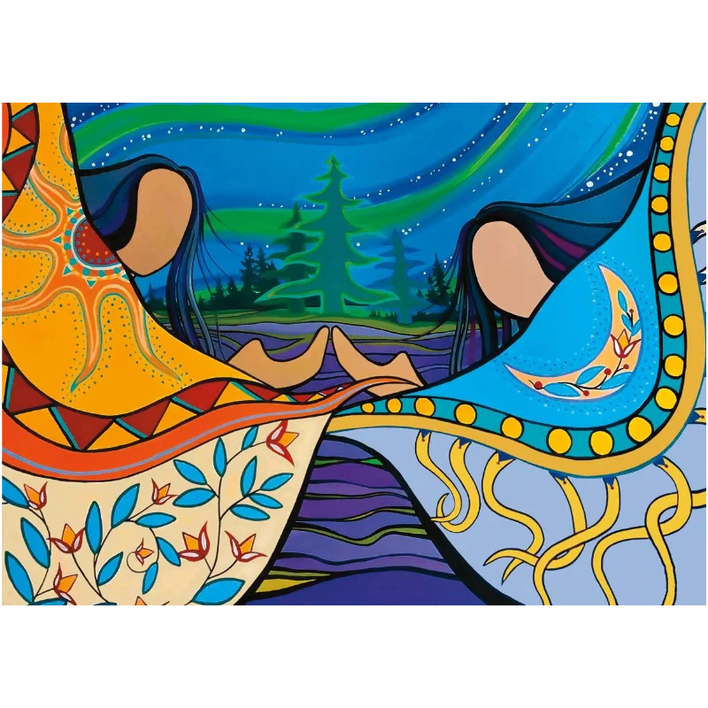 Art Card Pam Cailloux Two Sisters Three Skies - Art Card Pam Cailloux Two Sisters Three Skies -  - House of Himwitsa Native Art Gallery and Gifts