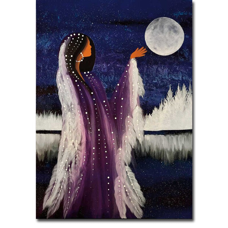 Art Card Betty Albert Winter Moon Rising - Art Card Betty Albert Winter Moon Rising -  - House of Himwitsa Native Art Gallery and Gifts