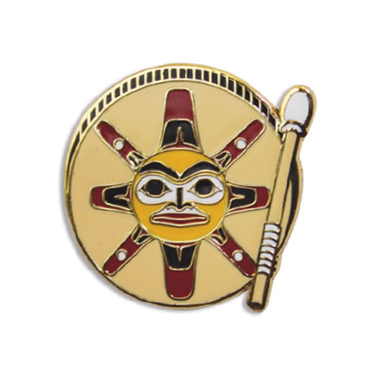 Enamel Pin Ernest Swanson Sun Drum - Enamel Pin Ernest Swanson Sun Drum -  - House of Himwitsa Native Art Gallery and Gifts