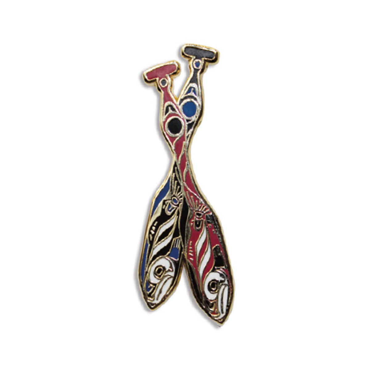 Enamel Pin Paul Windsor Salmon Paddles - Enamel Pin Paul Windsor Salmon Paddles -  - House of Himwitsa Native Art Gallery and Gifts