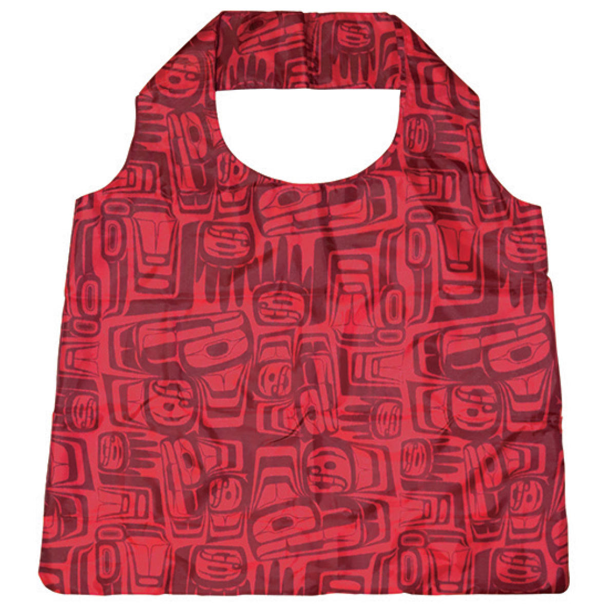 FOLDABLE SHOPPING BAGS - Ben Houstie Eagle Crest Red - FBAG17 - House of Himwitsa Native Art Gallery and Gifts