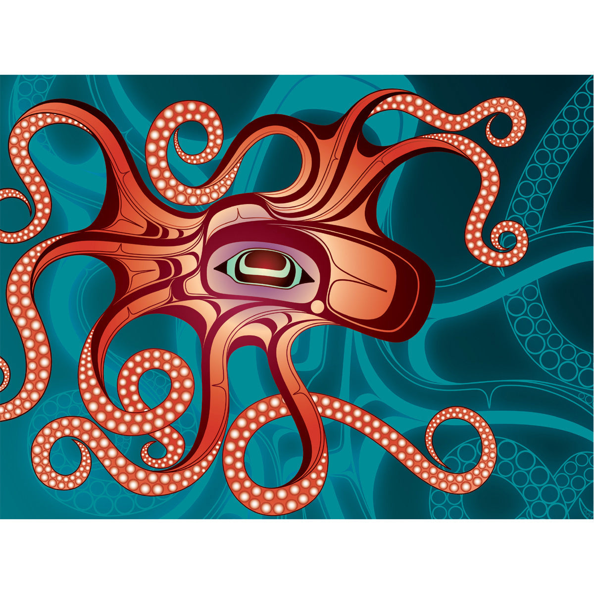 Folding Card Octopus - Folding Card Octopus -  - House of Himwitsa Native Art Gallery and Gifts