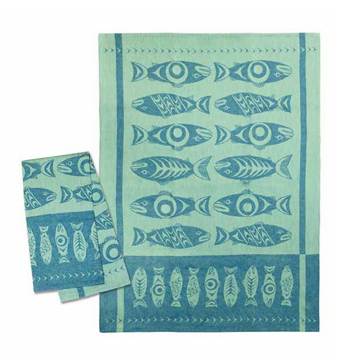 Tea Towel Salmon Wild - Tea Towel Salmon Wild -  - House of Himwitsa Native Art Gallery and Gifts